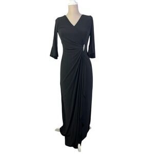 Lauren Ralph Lauren Gown Whimsigoth Bell Sleeves Maxi Dress Rhinestone Black‎ 4